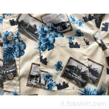 Camicia Hawaii con stampa 100% cotone